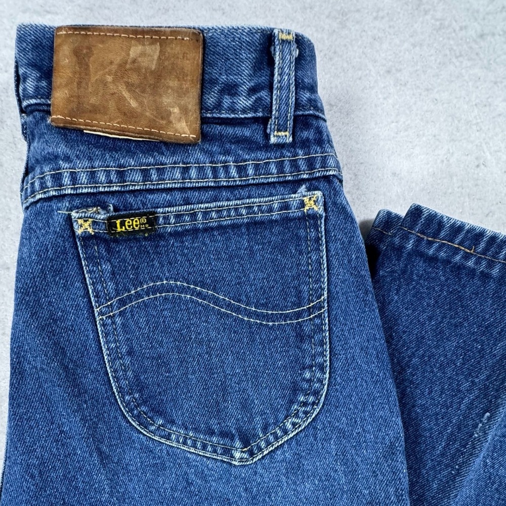 Vintage Lee High Waisted Mom Jeans Blue Tapered Made in USA Size 11 Med 27x28